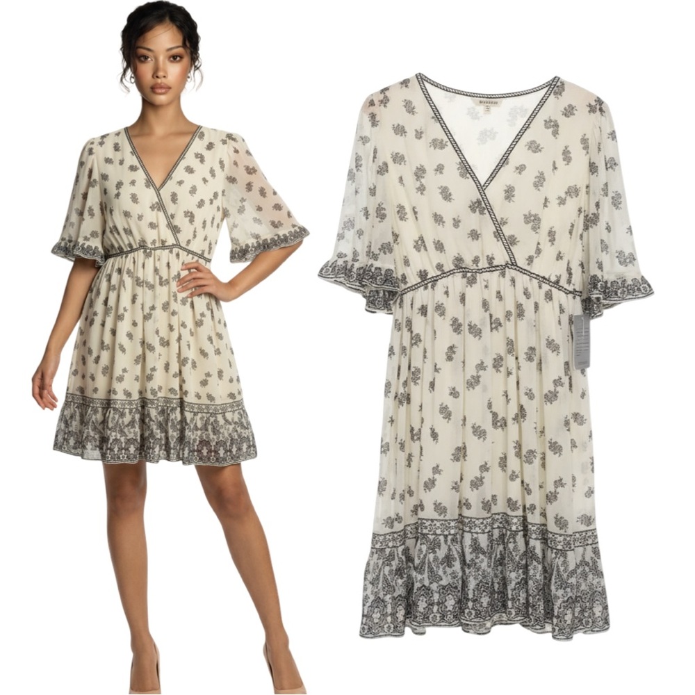 Nordstrom Black and White Floral Dress size L